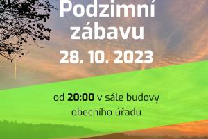 Podzimní zábava na sále ve V. Luhu dne 28.10.2023 od 20 hod. 