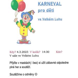 Karneval pro děti ve Velkém Luhu